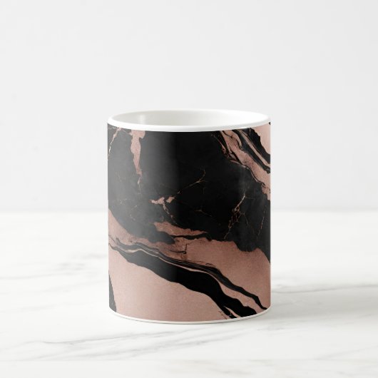 Mug Modern Trendy Black Rose Gold Marble (Centre)
