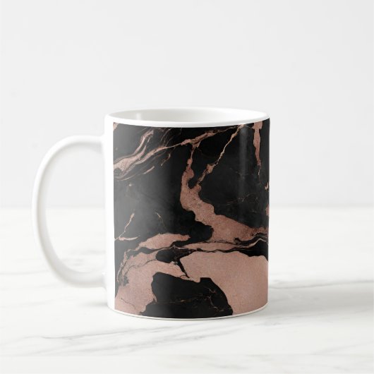 Mug Modern Trendy Black Rose Gold Marble (Gauche)
