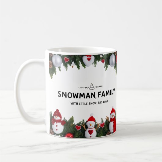 Mug Modern Typography Snowman Family Classic  (Gauche)