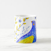 Mug Modern Watercolor Blue and Yellow Bird Art (Centre)
