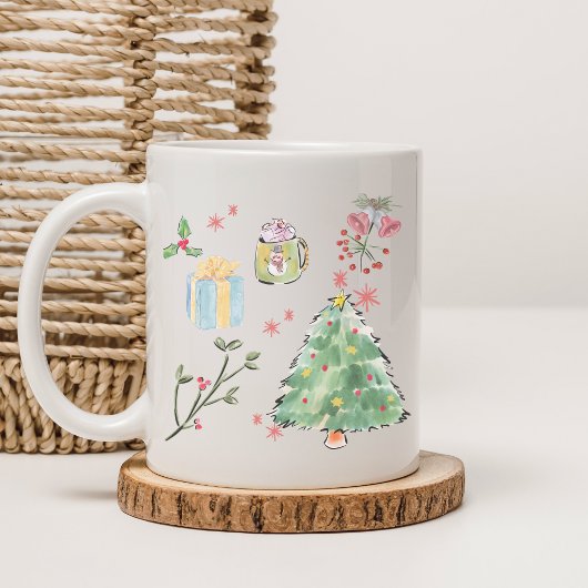 Mug Modern Watercolor Christmas Tree Holiday Coffee