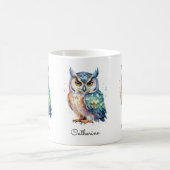 Mug Modern Watercolor Owl Custom Name (Centre)