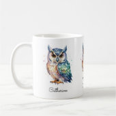 Mug Modern Watercolor Owl Custom Name (Gauche)