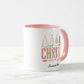 Mug Modern Whimsical Pastel Merry Christ Mas Name (Devant droit)