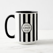 Mug Modern White Black Stripe Custom Image (Gauche)