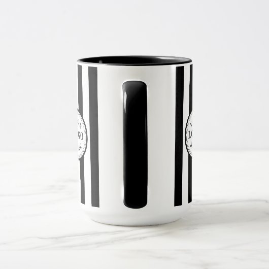 Mug Modern White Black Stripe Custom Image (Poignée)