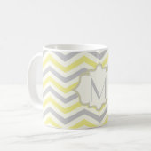 Mug Modern yellow, grey, ivory chevron pattern custom (Devant gauche)