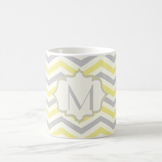 Mug Modern yellow, grey, ivory chevron pattern custom (Centre)