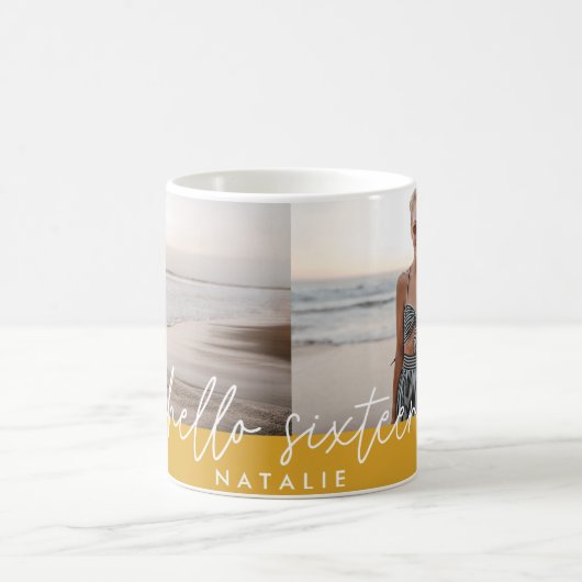 Mug Moderne 16e anniversaire simple élégant script élé (Centre)