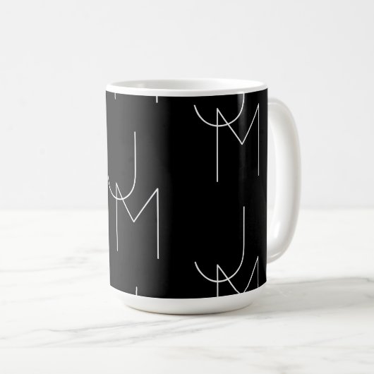 Mug Moderne 2 Initiales Motif | Noir & Blanc (Devant droit)