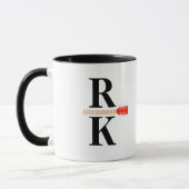 Mug Moderne 2-noir-initiales Monogramme blanc clair (Gauche)
