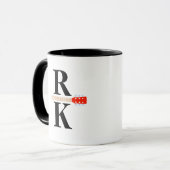Mug Moderne 2-noir-initiales Monogramme blanc clair (Devant gauche)
