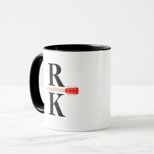 Mug Moderne 2-noir-initiales Monogramme blanc clair (Devant gauche)