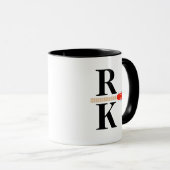 Mug Moderne 2-noir-initiales Monogramme blanc clair (Devant droit)