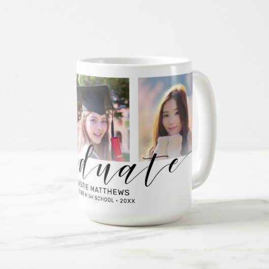 Mug Moderne 3 Photo Collage noir Script Gradué (Devant droit)