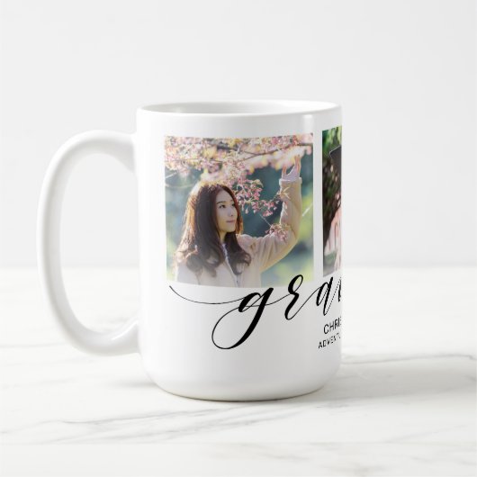 Mug Moderne 3 Photo Collage noir Script Gradué (Gauche)