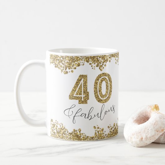 Mug Moderne 40 et fabuleux Gitter Or Personnalisé (Avec donut)