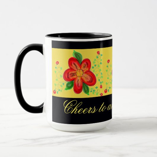 Mug moderne à fleurs rouges (Gauche)