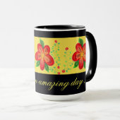 Mug moderne à fleurs rouges (Devant droit)