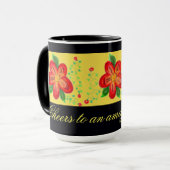 Mug moderne à fleurs rouges (Devant gauche)