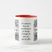 Mug Moderne Abstrait BW Doodle et Initiale en Rouge (Centre)