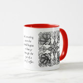 Mug Moderne Abstrait BW Doodle et Initiale en Rouge (Devant droit)