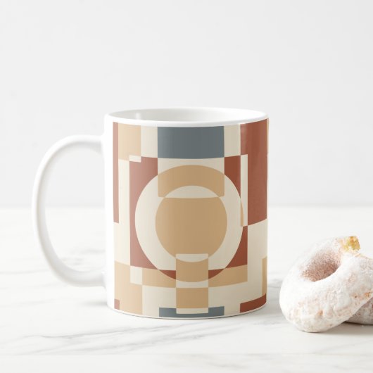 Mug Moderne Abstrait Géométrique du Milieu du Siècle (Avec donut)