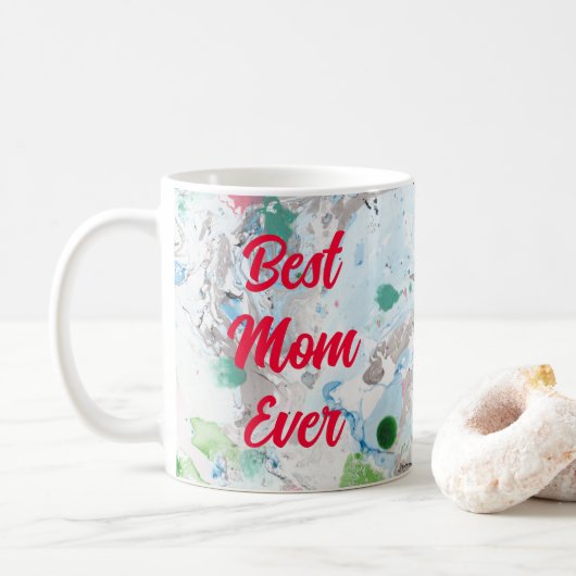 Mug Moderne Abstrait Modèle Best Mom Ever Typographie (Avec donut)