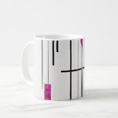 Mug Moderne Abstrait Noir Argent Fuchsia (Devant gauche)