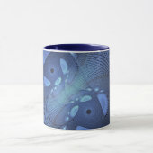Mug Moderne Abstrait tendance Dusk Blue Fractal Art (Centre)