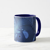 Mug Moderne Abstrait tendance Dusk Blue Fractal Art (Devant droit)