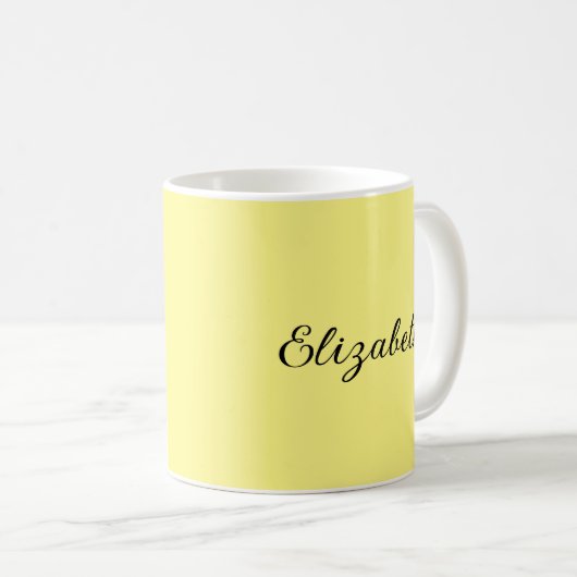 Mug Moderne Ajouter Votre Nom De Script Jaune Clair (Devant droit)