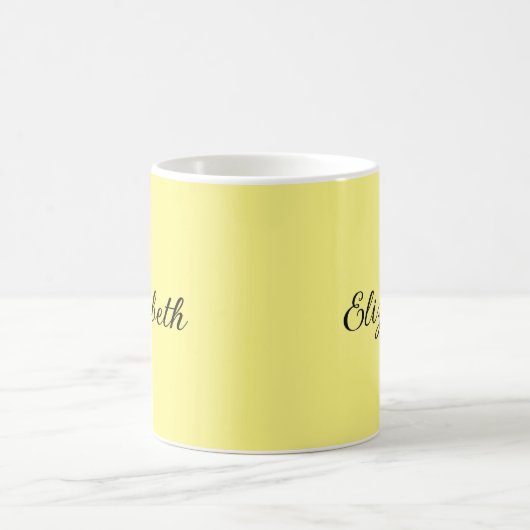 Mug Moderne Ajouter Votre Nom De Script Jaune Clair (Centre)