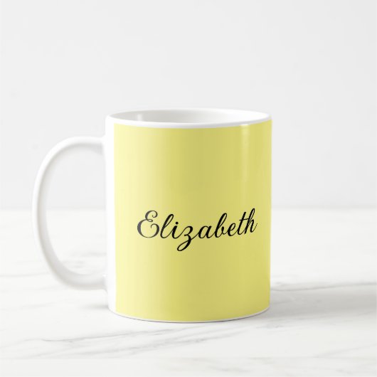 Mug Moderne Ajouter Votre Nom De Script Jaune Clair (Gauche)