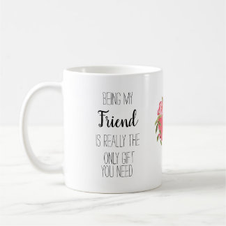 Mug Moderne, ami typographie florale coeur amusant ban