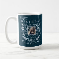 Moderne Anniversaire Floral Typographie Photo Dood