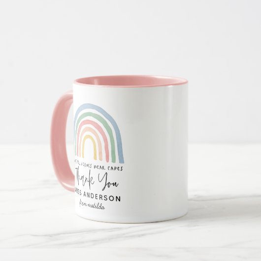 Mug Moderne aquarelle arc-en-ciel professeur merci cad (Devant gauche)