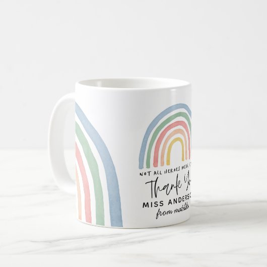 Mug Moderne aquarelle arc-en-ciel professeur merci cad (Devant gauche)