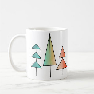 Mug moderne arc-en-ciel arbres roses sarcelle simple m