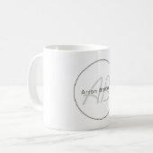 Mug Moderne Blanc Gris & Noir | Nom Cool & Monogramme (Devant gauche)