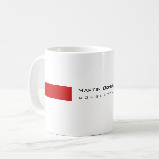 Mug Moderne Blanc Rouge Simple Consultant (Devant gauche)
