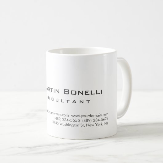 Mug Moderne Blanc Vert Simple Consultant (Devant droit)
