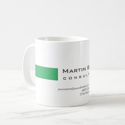 Mug Moderne Blanc Vert Simple Consultant (Devant gauche)