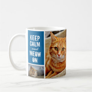 Mug Moderne Bleu Garder Calme Meow Sur Chat 7 Photo Co