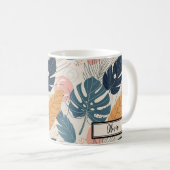 Mug Moderne Boho Feuilles Tropicales Abstraites (Devant droit)