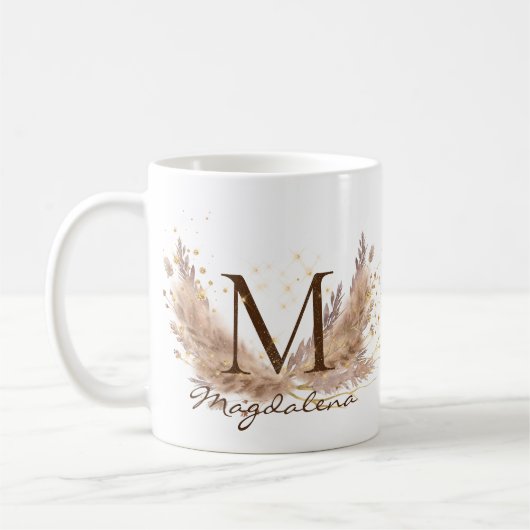Mug Moderne Boho Herbe de Pampas Glam Fx Paillettes Mo (Gauche)