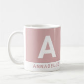 Mug Moderne bold colorblock rose nom personnalisé (Gauche)