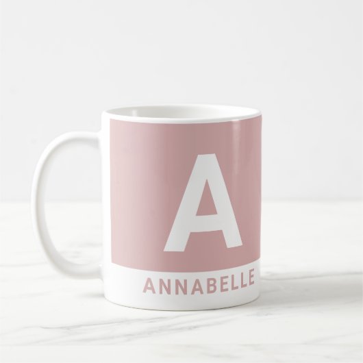 Mug Moderne bold colorblock rose nom personnalisé (Gauche)