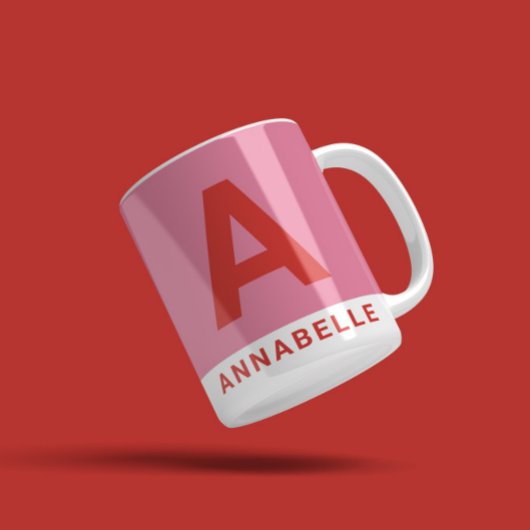 Mug Moderne bold colorblock rose nom personnalisé coff
