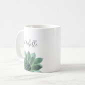 Mug Moderne Botanique Élégant Succulent (Devant gauche)